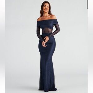 Navy glitter gown
